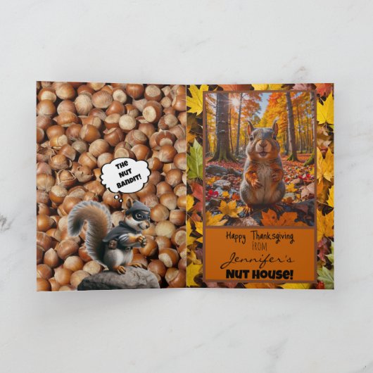 Funny Autumn Squirrel Erntedank Card Dankeskarte (Innenseite)
