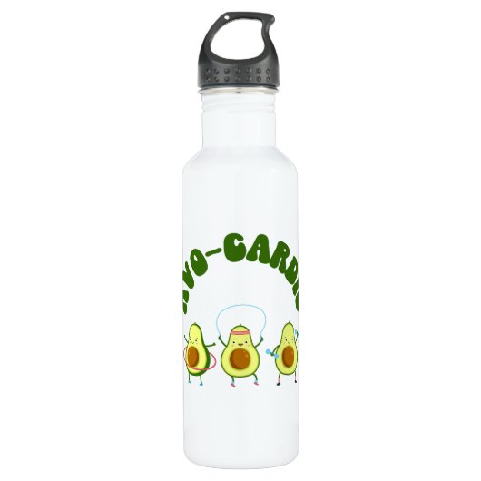 Funny Avocado Fitness Edelstahlflasche (Vorderseite)