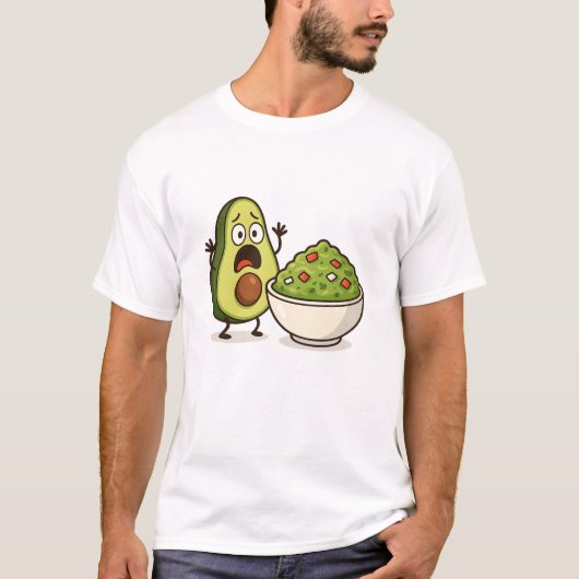 Funny Avocado Guacamole Cartoon Design T-Shirt (Vorderseite)