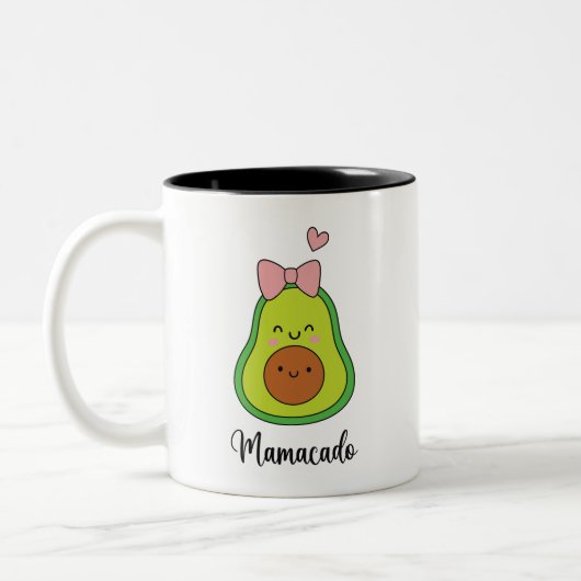 Funny Avocado Mamacado Zweifarbige Tasse (Links)