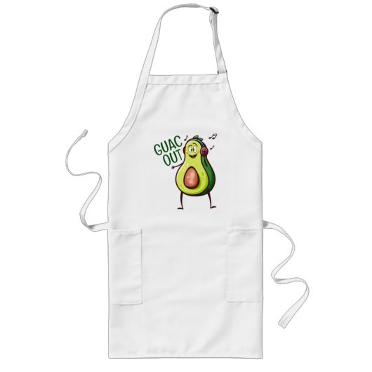 Funny Avocado Music Headphones Lange Schürze (Vorne)