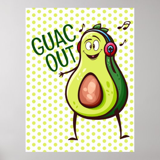 Funny Avocado Music Headphones Poster (Vorne)