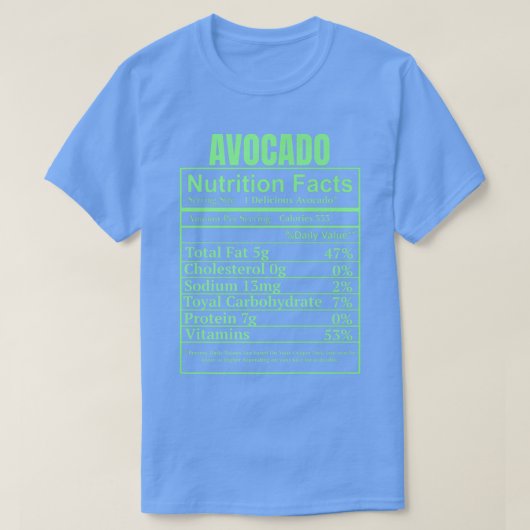 Funny Avocado Nutrition Facts Labels Funny Avocado T-Shirt (Design vorne)