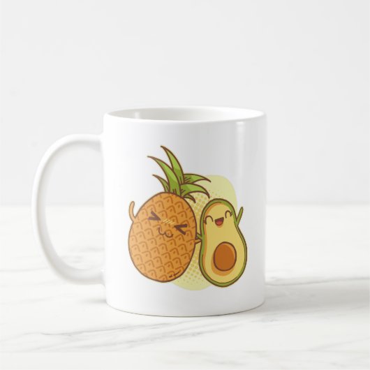 Funny Avocado Pineaple BESTE FREUNDIN Kawaii Kaffeetasse (Links)
