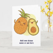 Funny Avocado Pineaple BESTE FREUNDIN Kawaii Karte (Gelbe Blume)