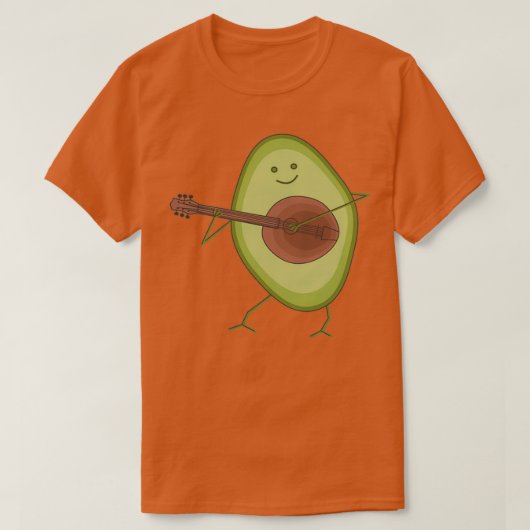 Funny Avocado Plays Gitarre Gemüse T-Shirt (Design vorne)