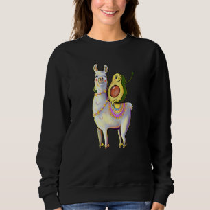 Funny Avocado Reiten auf dem Llama Alpaca Sweatshirt