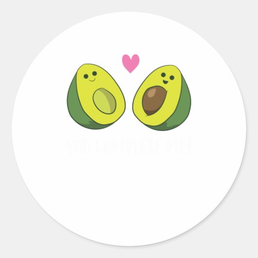 Funny Avocado Sie Complete Me Niedlich Avocado Runder Aufkleber (Vorderseite)