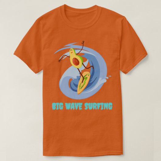 Funny Avocado Surfen Big Waves T-Shirt (Design vorne)