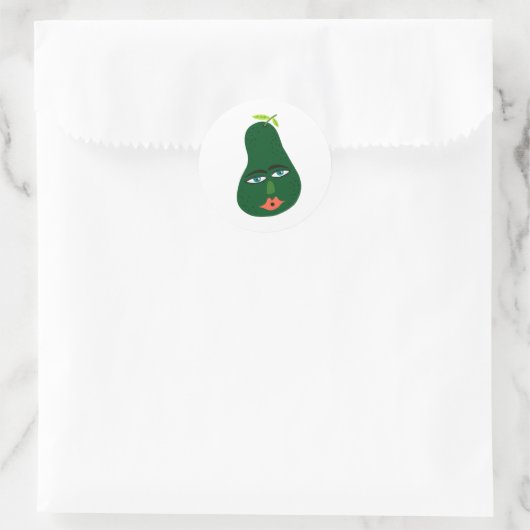 Funny Avocado Whimsical Runder Aufkleber (Tasche)