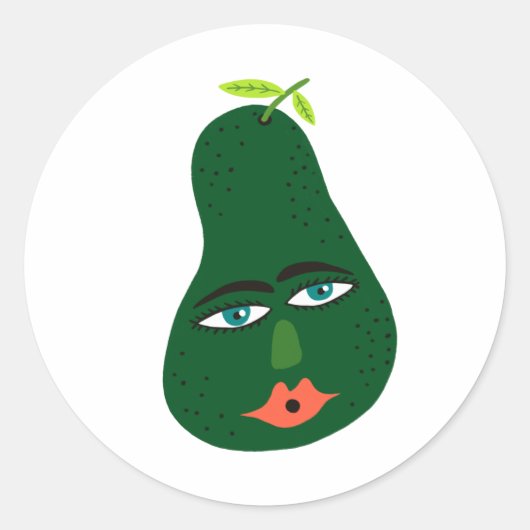 Funny Avocado Whimsical Runder Aufkleber (Vorderseite)