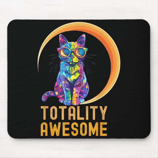 Funny Awesome Cat Usa Solar Eclipse Totality Mousepad (Vorne)