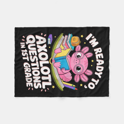 Funny Axolotl bereit, die erste Klasse des Lernens Fleecedecke (Vorderseite (Horizontal))