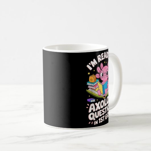 Funny Axolotl bereit, die erste Klasse des Lernens Kaffeetasse (VorderseiteRechts)
