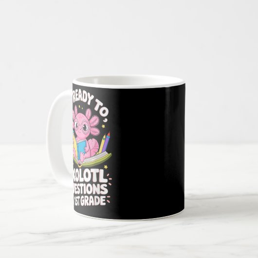 Funny Axolotl bereit, die erste Klasse des Lernens Kaffeetasse (Vorderseite Links)