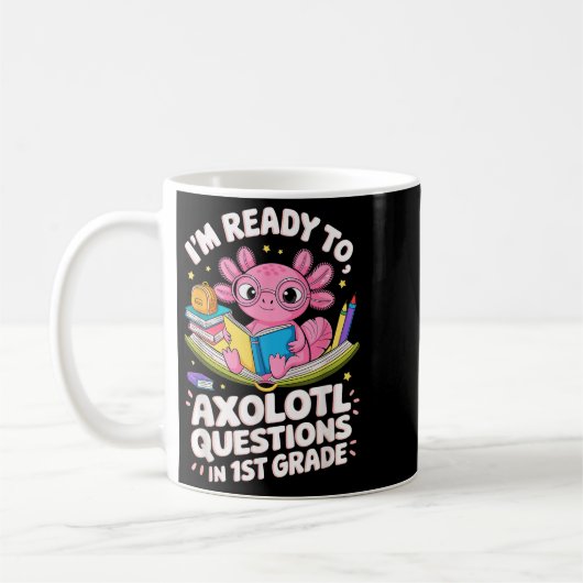 Funny Axolotl bereit, die erste Klasse des Lernens Kaffeetasse (Links)