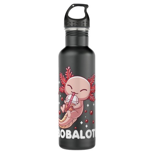 Funny Axolotl Bobalotl Boba Tea Blase Milch Kawaii Edelstahlflasche (Vorderseite)