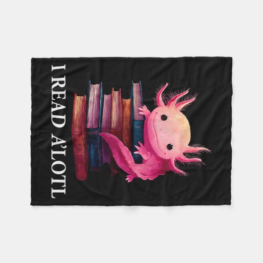 Funny Axolotl Book Lover Librarian Reading Library Fleecedecke (Vorderseite (Horizontal))