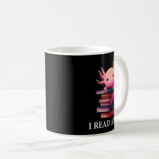 Funny Axolotl Book Lover Librarian Reading Library Kaffeetasse (VorderseiteRechts)