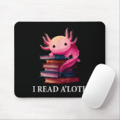 Funny Axolotl Book Lover Librarian Reading Library Mousepad (Mit Mouse)