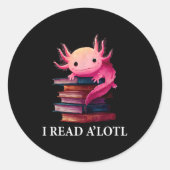 Funny Axolotl Book Lover Librarian Reading Library Runder Aufkleber (Vorderseite)