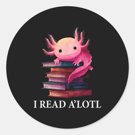 Funny Axolotl Book Lover Librarian Reading Library Runder Aufkleber (Vorderseite)