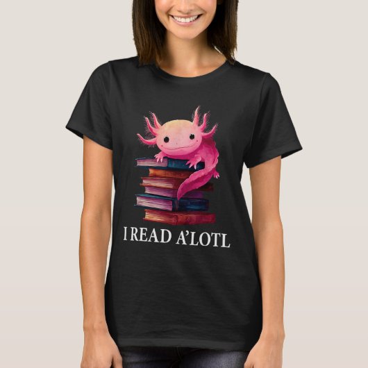 Funny Axolotl Book Lover Librarian Reading Library T-Shirt (Vorderseite)