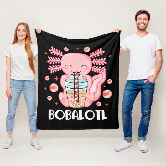 Funny Axolotl Bubble Tee Fleecedecke (Beispiel)