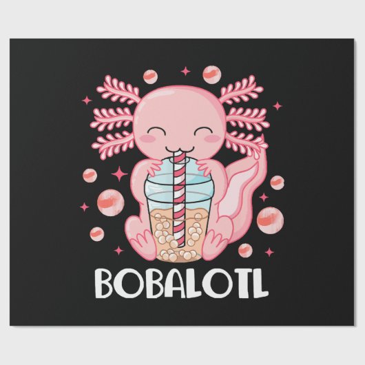 Funny Axolotl Bubble Tee Geschenkpapier (Flach)