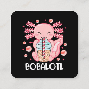 Funny Axolotl Bubble Tee Quadratische Visitenkarte