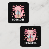 Funny Axolotl Bubble Tee Quadratische Visitenkarte (Vorne/Hinten)