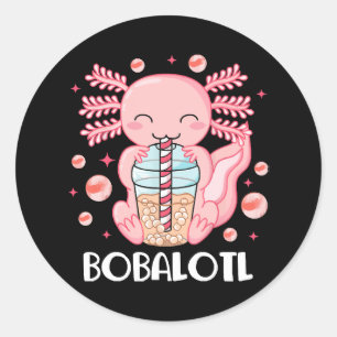Funny Axolotl Bubble Tee Runder Aufkleber
