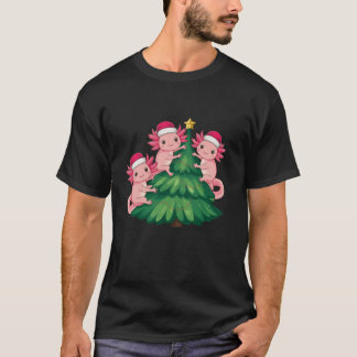 Funny Axolotl Christmas Tree Weihnachtsmannmütze K T-Shirt
