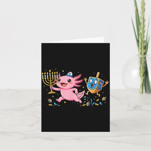 Funny Axolotl Dreidel Menorah Hanukkah Kids Womens Karte (Vorderseite)