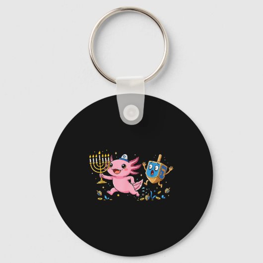 Funny Axolotl Dreidel Menorah Hanukkah Kids Womens Schlüsselanhänger (Vorderseite)