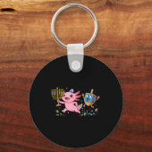 Funny Axolotl Dreidel Menorah Hanukkah Kids Womens Schlüsselanhänger (Vorderseite)