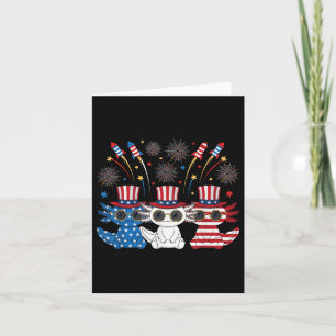 Funny Axolotl Fireworks American Usa Flag 4. J Karte