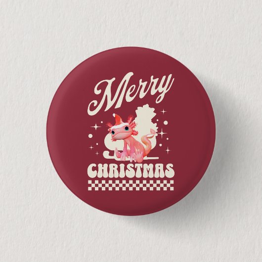 Funny Axolotl Frohe Weihnachten Button (Vorderseite)