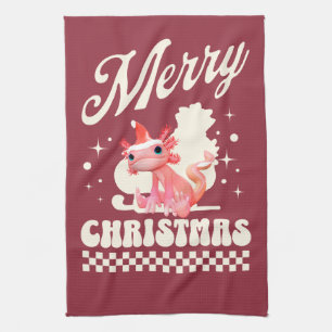 Funny Axolotl Frohe Weihnachten Geschirrtuch