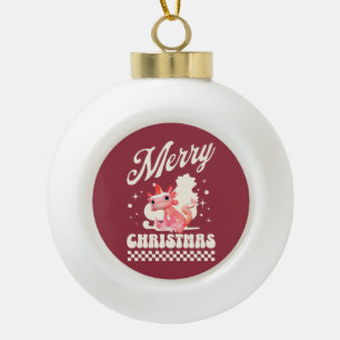 Funny Axolotl Frohe Weihnachten Keramik Kugel-Ornament