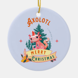 Funny Axolotl Frohe Weihnachten Keramik Ornament