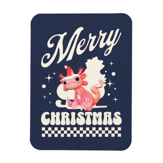 Funny Axolotl Frohe Weihnachten Magnet (Vertikal)