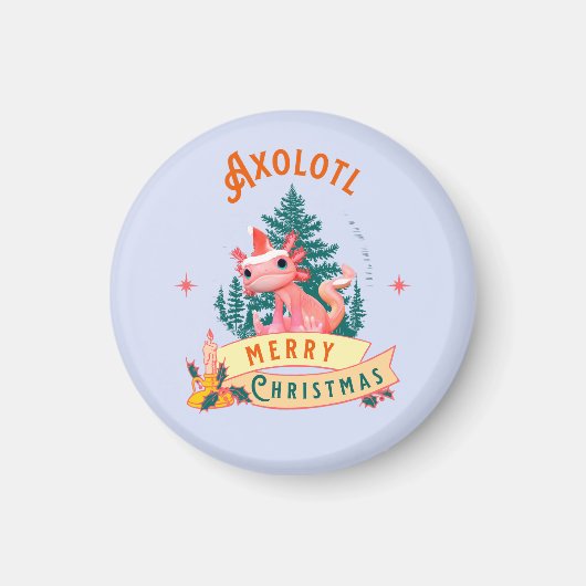 Funny Axolotl Frohe Weihnachten Magnet (Vorne)
