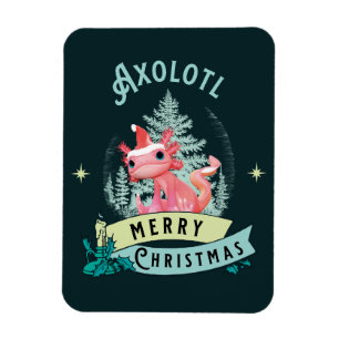 Funny Axolotl Frohe Weihnachten Magnet