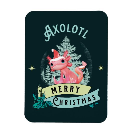 Funny Axolotl Frohe Weihnachten Magnet (Vertikal)