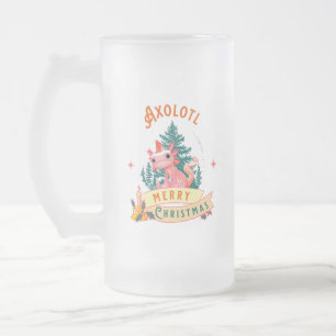 Funny Axolotl Frohe Weihnachten Mattglas Bierglas