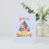 Funny Axolotl Frohe Weihnachten Postkarte (Stehend Vorderseite)