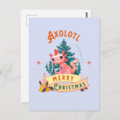 Funny Axolotl Frohe Weihnachten Postkarte (Vorne/Hinten)