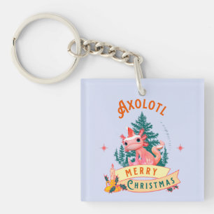 Funny Axolotl Frohe Weihnachten Schlüsselanhänger