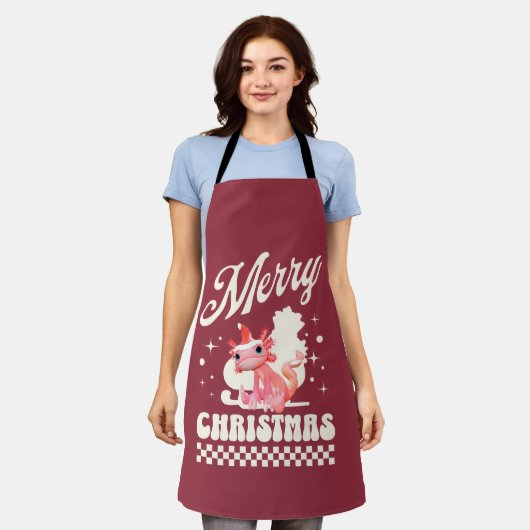 Funny Axolotl Frohe Weihnachten Schürze (Getragen)